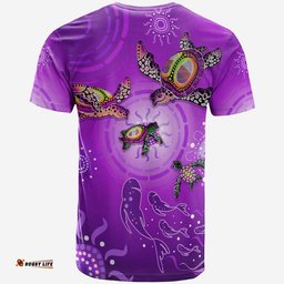 australian aboriginal t shirt happy turtle family version purple