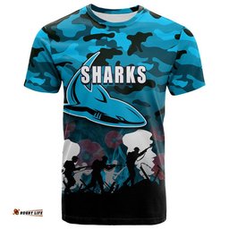 custom personalised nrl anzac day t shirt sharks army style