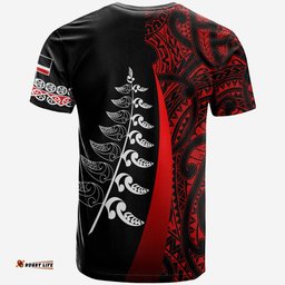 custom personalised waitangi day t shirt maori mix fern style red