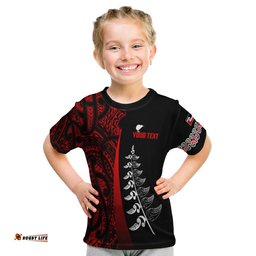 custom personalised waitangi day t shirt maori mix fern style red