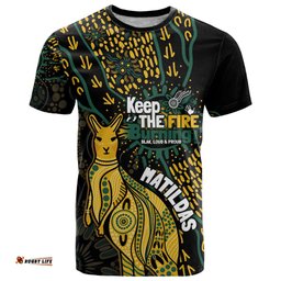 australia matildas indigenous t shirt naidoc 2024 keep the fire burning