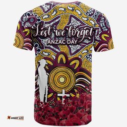 brisbane broncos t shirt anzac day poppy flowers with aboriginal