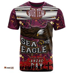 sea eagles rugby custom t shirt aboriginal manly warringah sea eagles with poppy flower t shirt 0