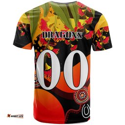nrlw stgeorge rugby t shirt custom cute dragons with aboriginal dot painting style player and number woman t shirtAmazing Aussie