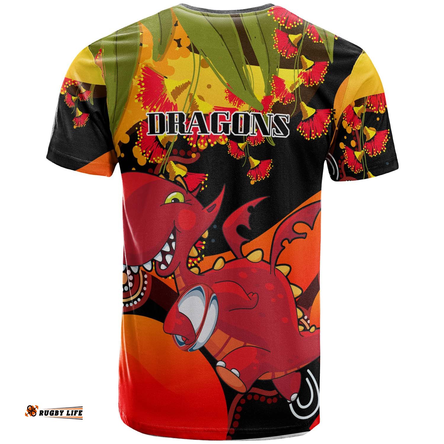 nrlw stgeorge rugby t shirt custom cute dragons with aboriginal dot painting style player and number woman t shirtAmazing Aussie