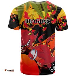 nrlw stgeorge rugby t shirt custom cute dragons with aboriginal dot painting style player and number woman t shirtAmazing Aussie