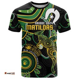 custom matildas naidoc week t shirt australia kangaroo keep the fire burning black