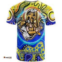 titans rugby t shirt custom titans rugby league with aboriginal dot painting style player and number t shirt rlt14
