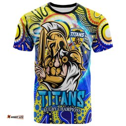 titans rugby t shirt custom titans rugby league with aboriginal dot painting style player and number t shirt rlt14