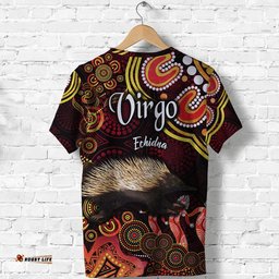 australian astrology t shirt virgo echidna zodiac aboriginal vibes red