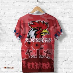 roosters anzac day t shirt military red