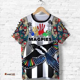 custom personalised magpies naidoc week t shirt collingwood modern style black
