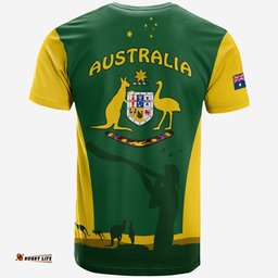 australia national colours t shirt green and gold