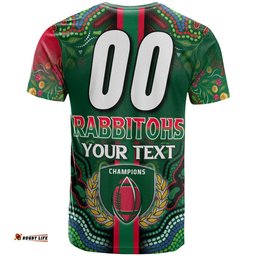 rabbitohs rugby t shirt custom rabbitohs rugby ball aboriginal indigenous sport style t shirt