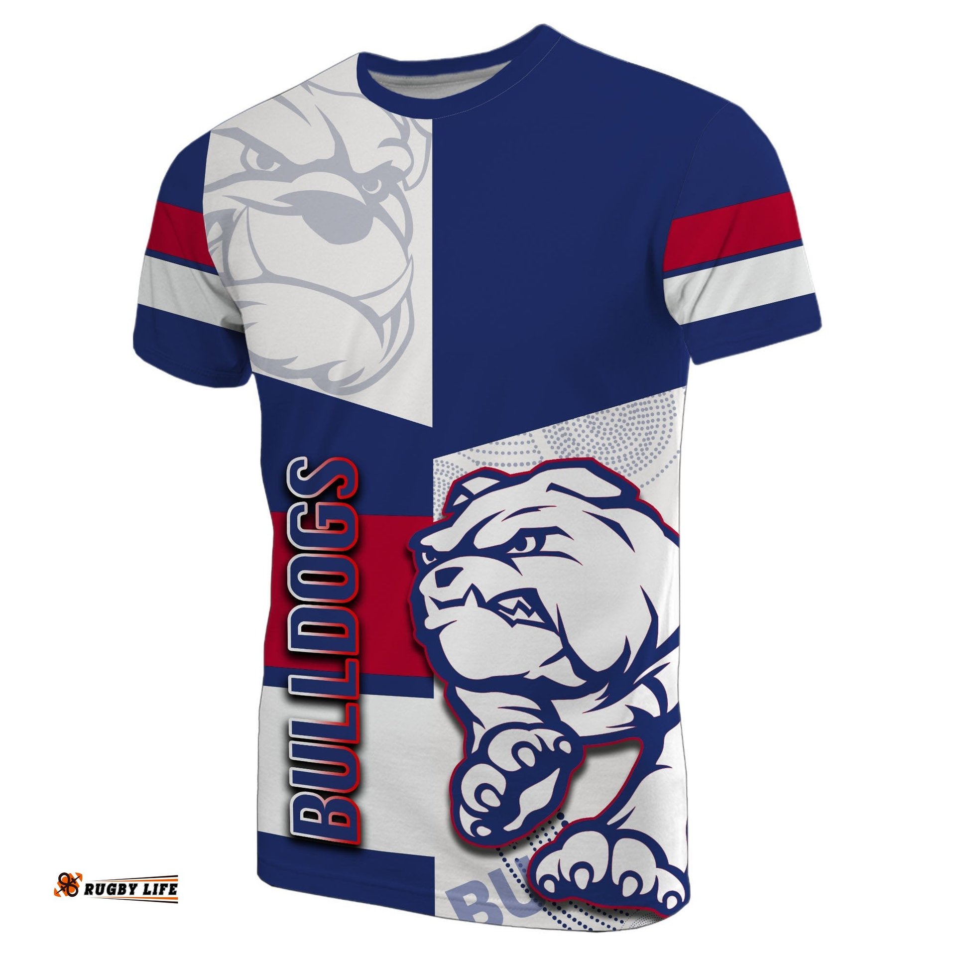 custom personalised western bulldogs t shirt half blue white style