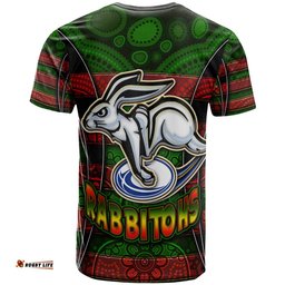 rabbitohs rugby t shirt custom rabbit aboriginal style pattern personalised player and number t shirt rlt14