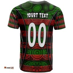 rabbitohs rugby t shirt custom rabbit aboriginal style pattern personalised player and number t shirt rlt14