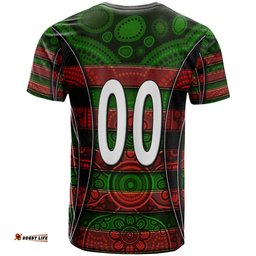 rabbitohs rugby t shirt custom rabbit aboriginal style pattern personalised player and number t shirt rlt14