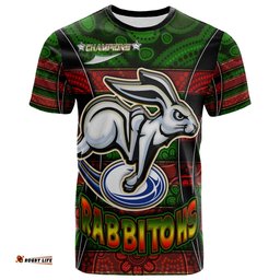 rabbitohs rugby t shirt custom rabbit aboriginal style pattern personalised player and number t shirt rlt14