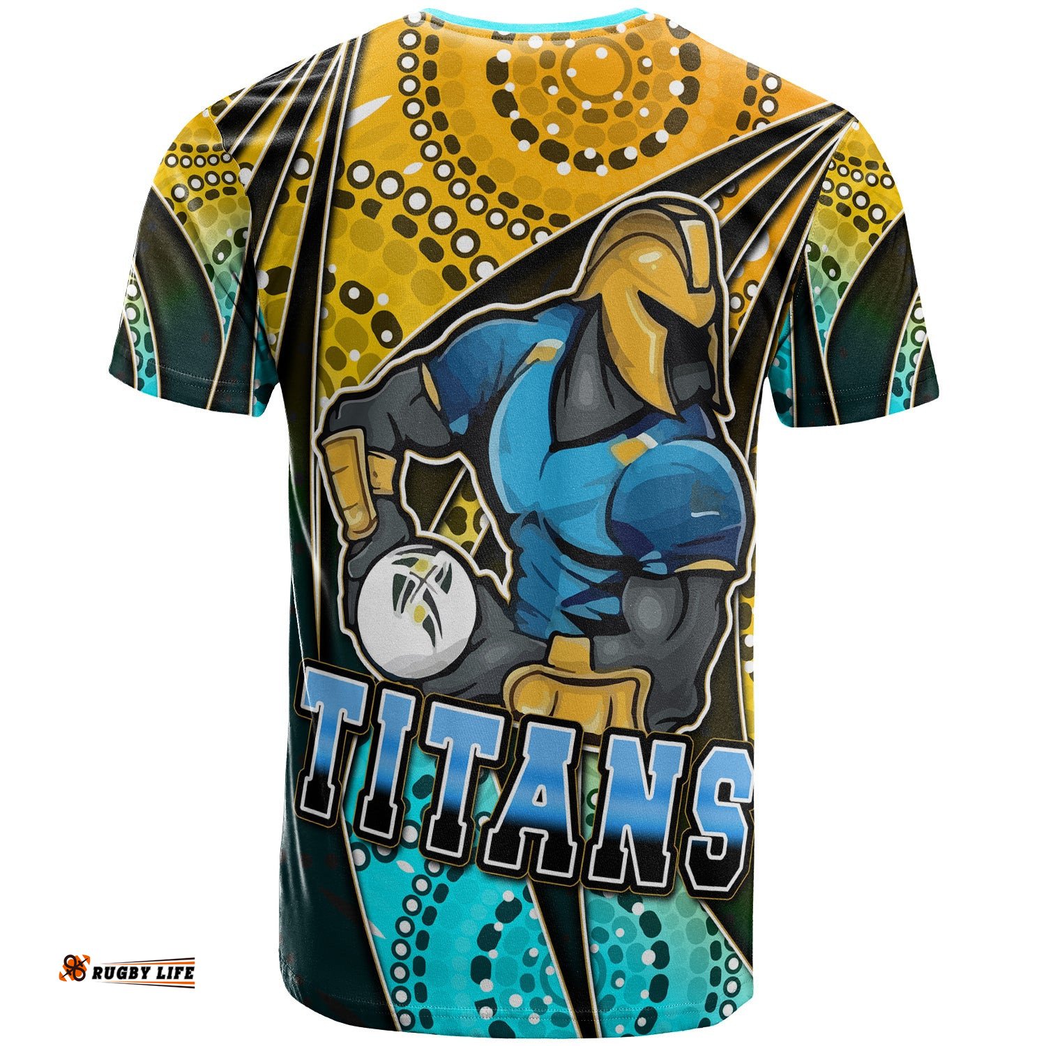 titans rugby t shirt custom titans rugby ball aboriginal style personalised player and number t shirt