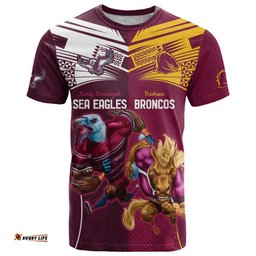 custom sea eagles and broncos rugby t shirt sporty style