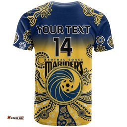 custom text and number central coast football t shirt a league men mariners 2004 indigenous gradient style
