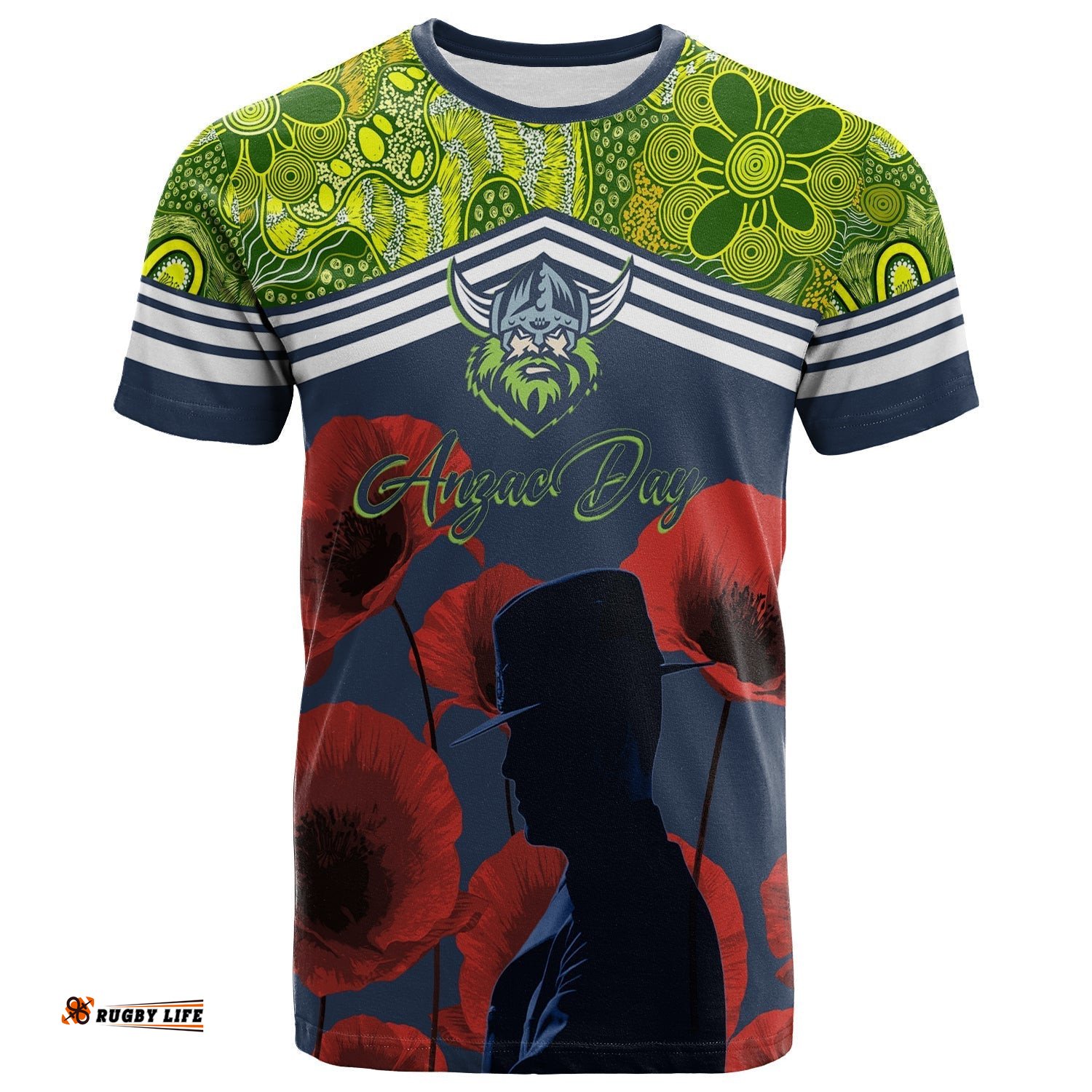 raiders rugby t shirt anzac day lest we forget