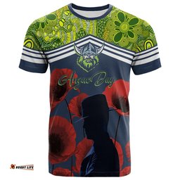 raiders rugby t shirt anzac day lest we forget