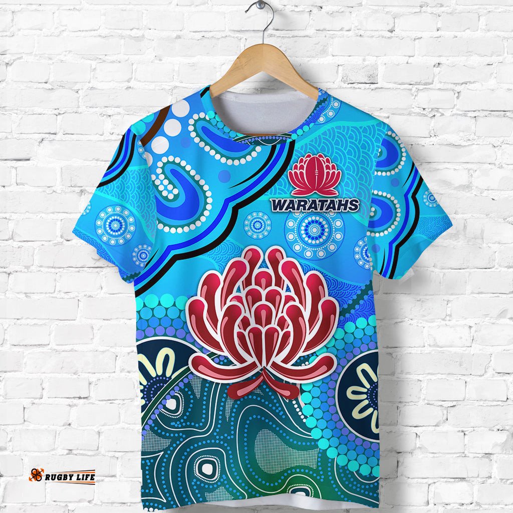 custom personalised new south wales waratahs aboriginal t shirt indigenous wave vibes