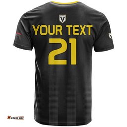 custom personalised macarthur soccer t shirt bulls black and gold