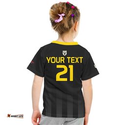 custom personalised macarthur soccer t shirt bulls black and gold