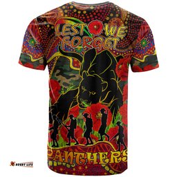 panthers rugby anzac day custom t shirt aboriginal lest we forget panthers with poppy flower 0Amazing Aussie