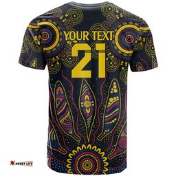 custom adelaide football t shirt with crow aboriginal art style