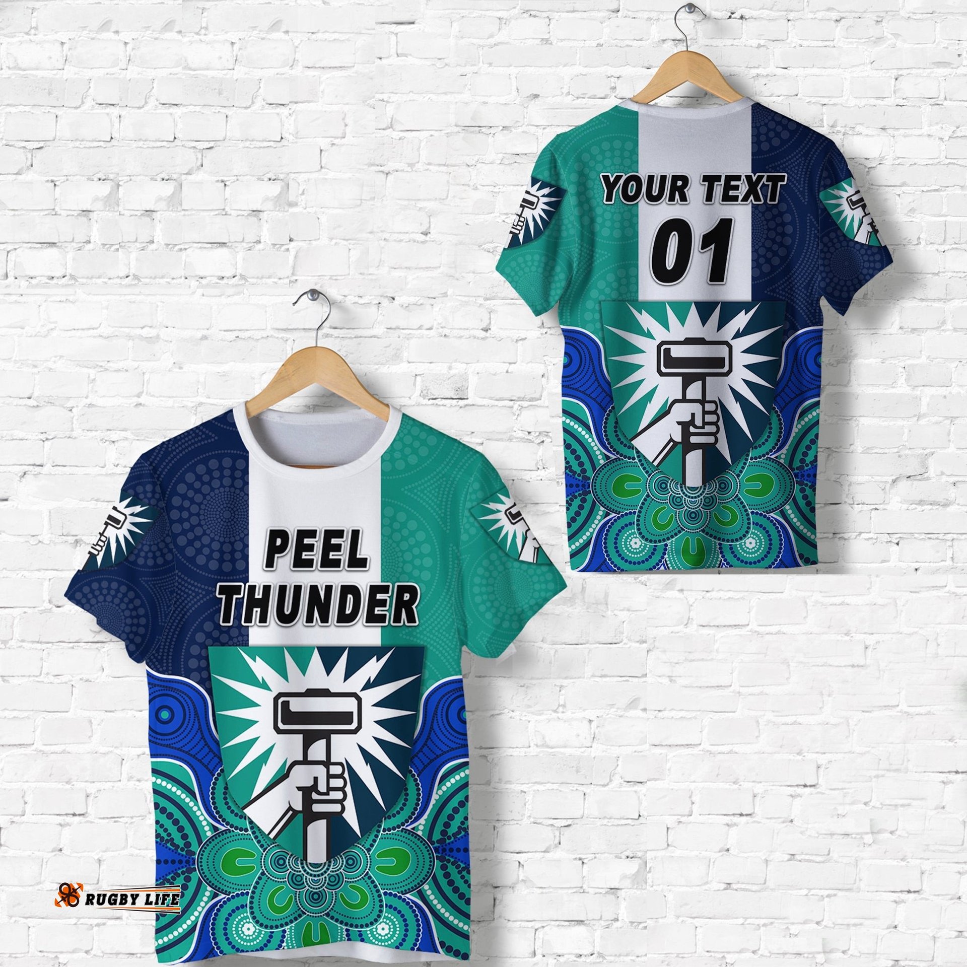 custom personalised peel thunder football club t shirt thunder indigenous version custom text and number