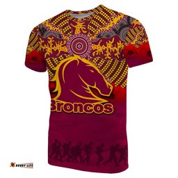 brisbane broncos t shirt aboriginal anzac day