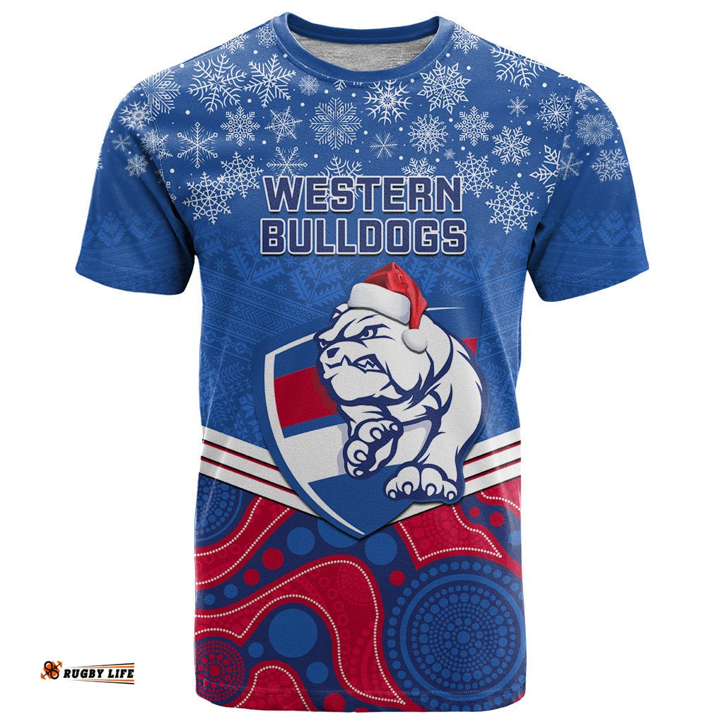custom bulldogs football christmas t shirt merry xmas 2023 mix aboriginal art
