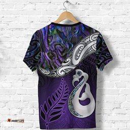 new zealand maori t shirt manaia paua shell glitter purple