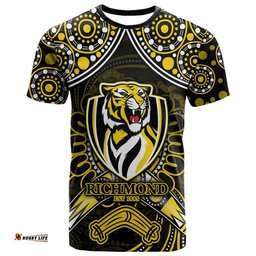 custom personalised richmond tigers football t shirt boomerang indigenous dots