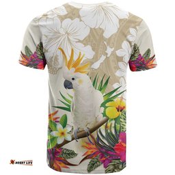 new zealand cacatua galerita t shirt aotearoa cockatoo tropical flowers