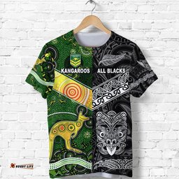 new zealand maori all black and australia kangaroos aboriginal t shirt rugby together