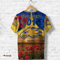 custom personalised west coast eagles anzac t shirt poppy vibes gold