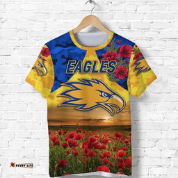 custom personalised west coast eagles anzac t shirt poppy vibes gold