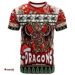 st george rugby christmas t shirt custom xmas dragon christmas balls snowflake with aboriginal patterns t shirt