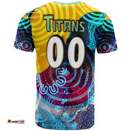 nrlw titans rugby t shirt custom titans womens rugby league aboriginal dot painting player and number woman t shirtAmazing Aussie
