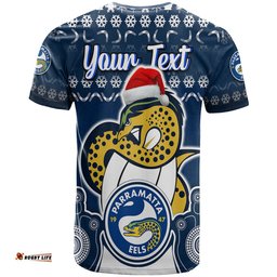 custom personalised parramatta eels christmas vibe with aboriginal dot panting style t shirt