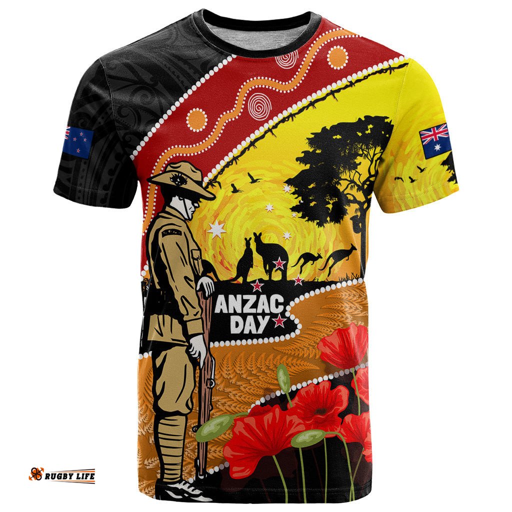 new zealand and australia anzac day t shirt aboriginal maori starring night style