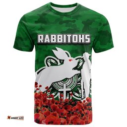 south sydney rabbitohs t shirt anzac day poppy flowers with army patterns