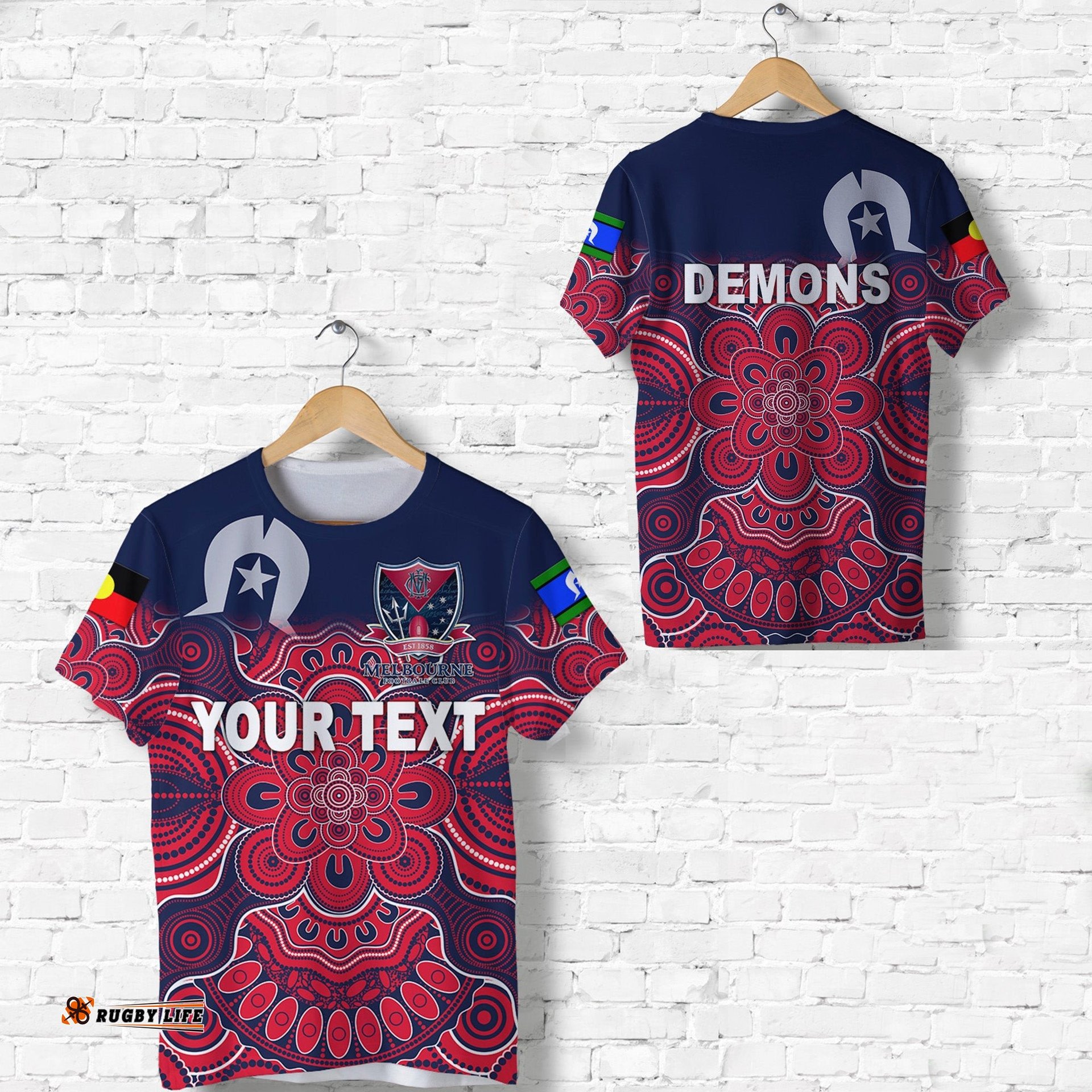 custom personalised melbourne demons indigenous t shirt football naidoc week style
