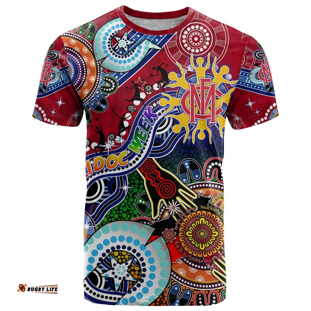 custom naidoc week 2024 melbourne demons t shirt australia aboriginal dot painting dt02