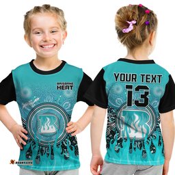 custom text and number brisbane heat t shirt aboriginal dot fire australia cricket